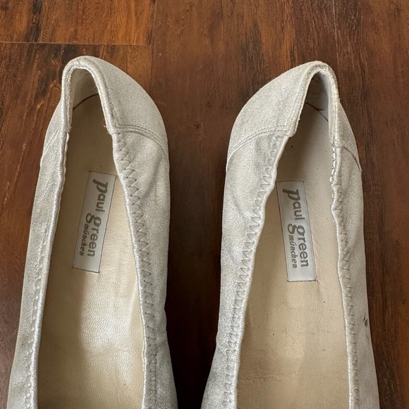 PAUL GREEN Rosette Ballet Flats in Silver Shimmer Suede Leather UK 7 US 9.5 - Picture 9 of 11